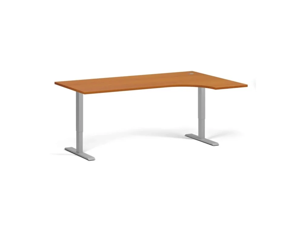 Oblíbený Rohový výškově nastavitelný stůl, 180x120 cm, 1 motor, L/P, šedá podnož, třešeň