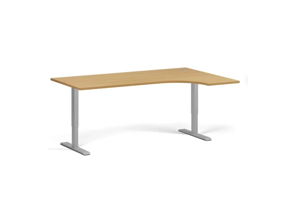 Rohový výškově nastavitelný stůl, 180x120 cm, 1 motor, L/P, šedá podnož, buk Horká Nabídka