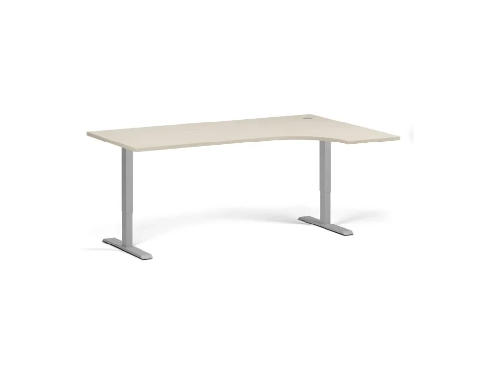 Poslední Šance Rohový výškově nastavitelný stůl, 180x120 cm, 1 motor, L/P, šedá podnož, bříza