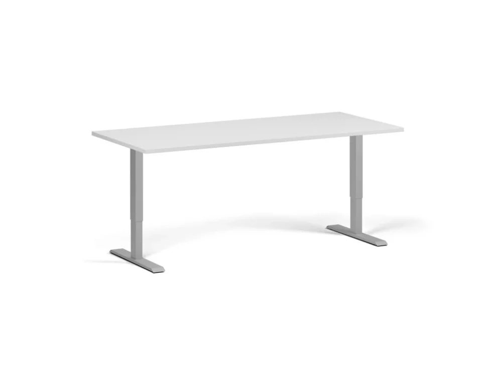 Výškově nastavitelný stůl, 180x80 cm, 1 motor, šedá podnož, bílá Sleva