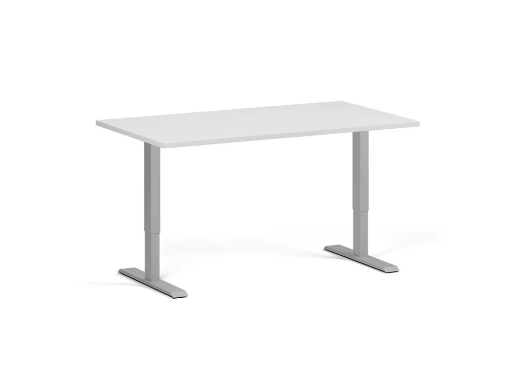 Nejlepší Cena Výškově nastavitelný stůl, 140x80 cm, 1 motor, šedá podnož, bílá