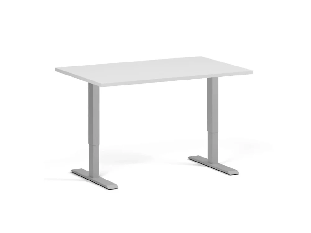 Top Prodej Výškově nastavitelný stůl, 120x80 cm, 1 motor, šedá podnož, bílá
