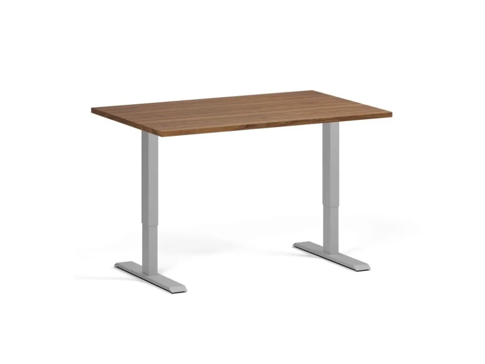 Nízká Cena Výškově nastavitelný stůl, 120x80 cm, 1 motor, šedá podnož, ořech