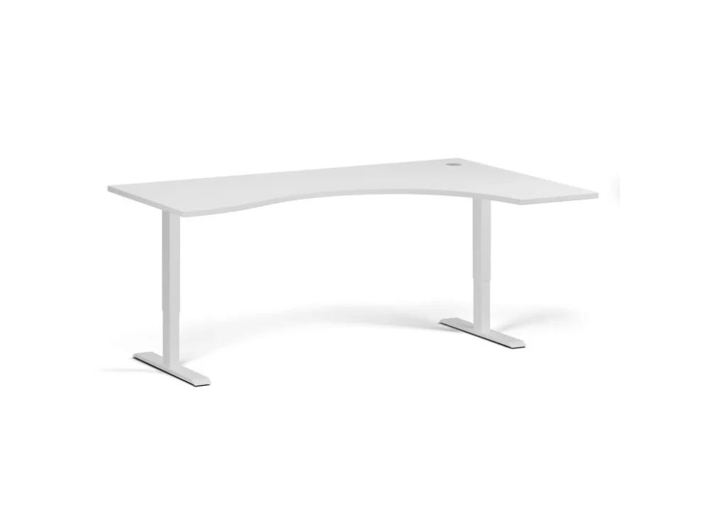 Ergonomický výškově nastavitelný stůl, 180x120 cm, 1 motor, L/P, bílá podnož, bílá Výprodej
