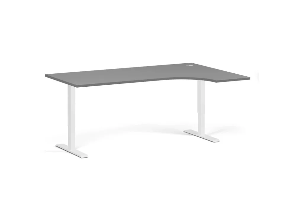 Značkový Rohový výškově nastavitelný stůl, 180x120 cm, 1 motor, L/P, bílá podnož, grafit