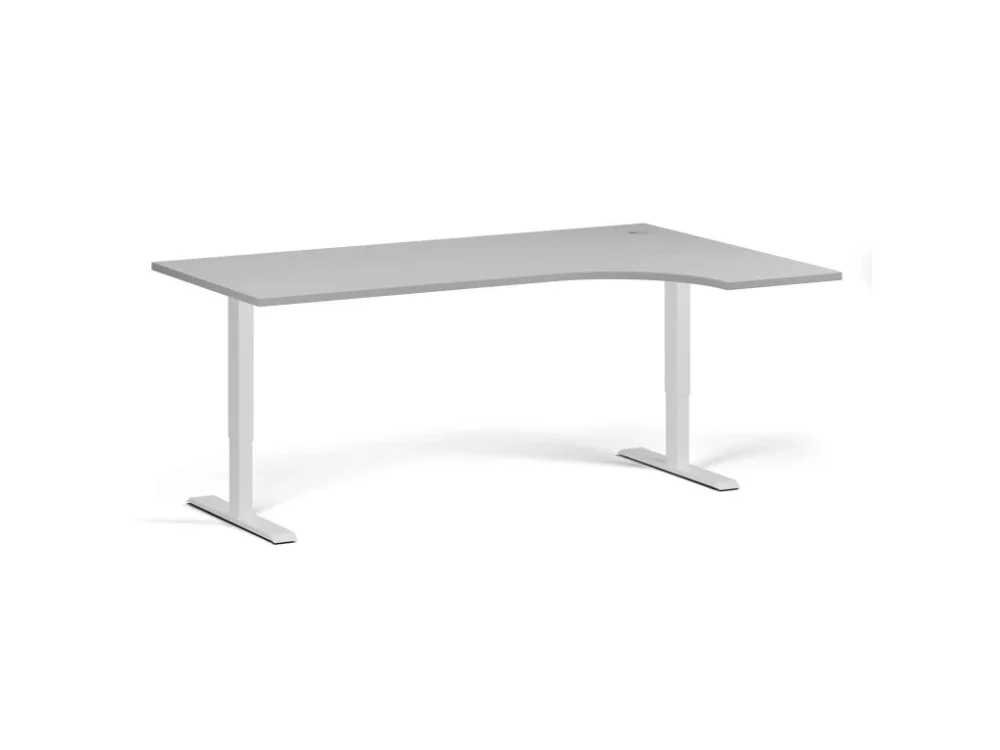 Jen Po Omezenou Doba Rohový výškově nastavitelný stůl, 180x120 cm, 1 motor, L/P, bílá podnož, šedá