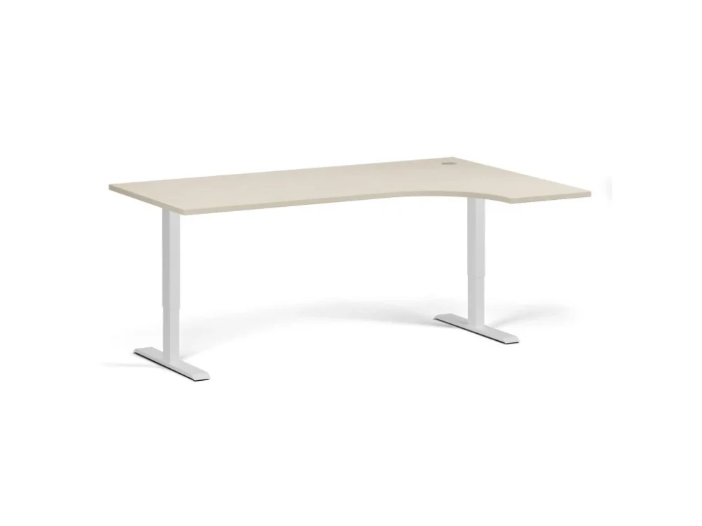 Hit Sezóny Rohový výškově nastavitelný stůl, 180x120 cm, 1 motor, L/P, bílá podnož, bříza