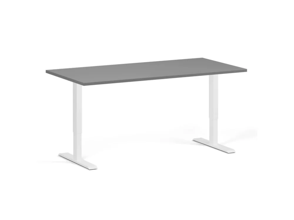 Výškově nastavitelný stůl, 160x80 cm, 1 motor, bílá podnož, grafit Omezená Nabídka