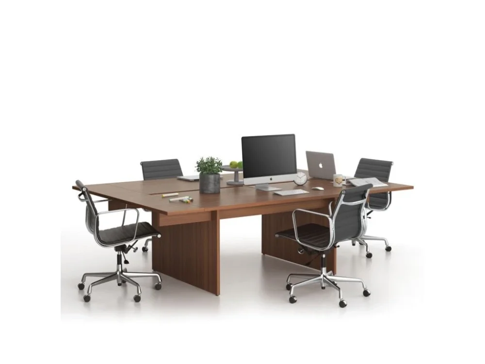 Koupit Online Kancelářský stůl double SOLID + 2x přísed, 240x165 cm, ořech