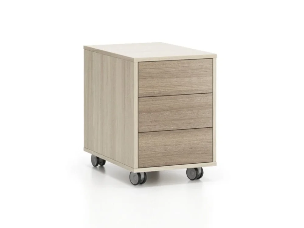 Koupit Online Kancelářský pojízdný kontejner LAYERS, 3 zásuvky, 400 x 600 x 575 mm, dub přírodní / dub mořený