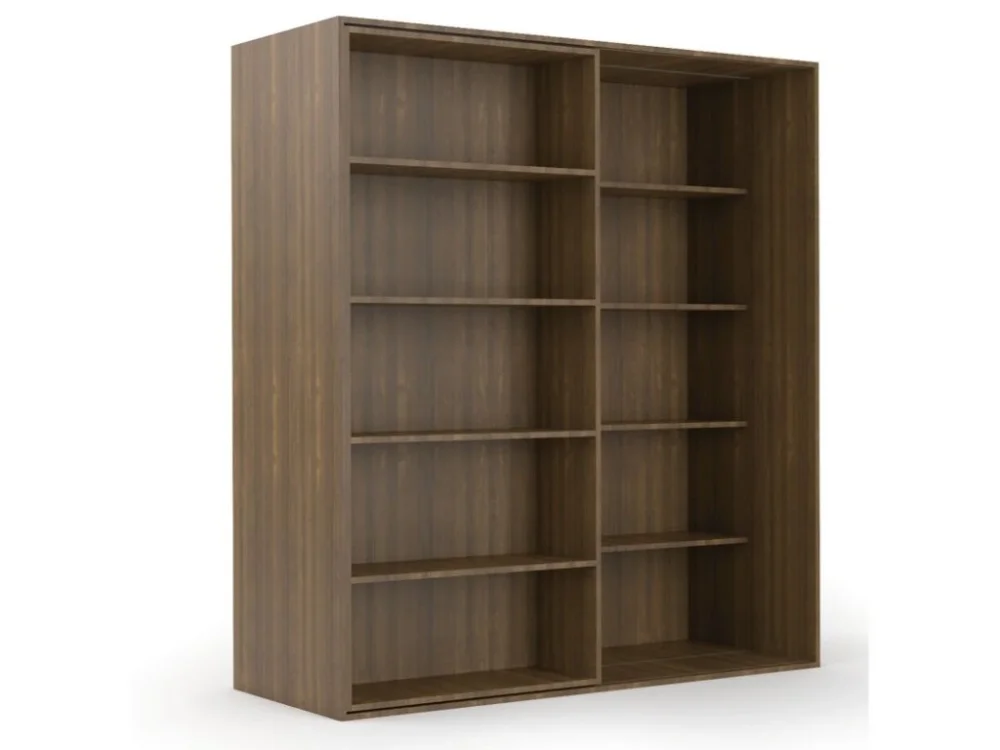 Nejlepší Volba Dvouřadá posuvná knihovna DOUBLE, 1800 x 700 x 2000 mm, ořech