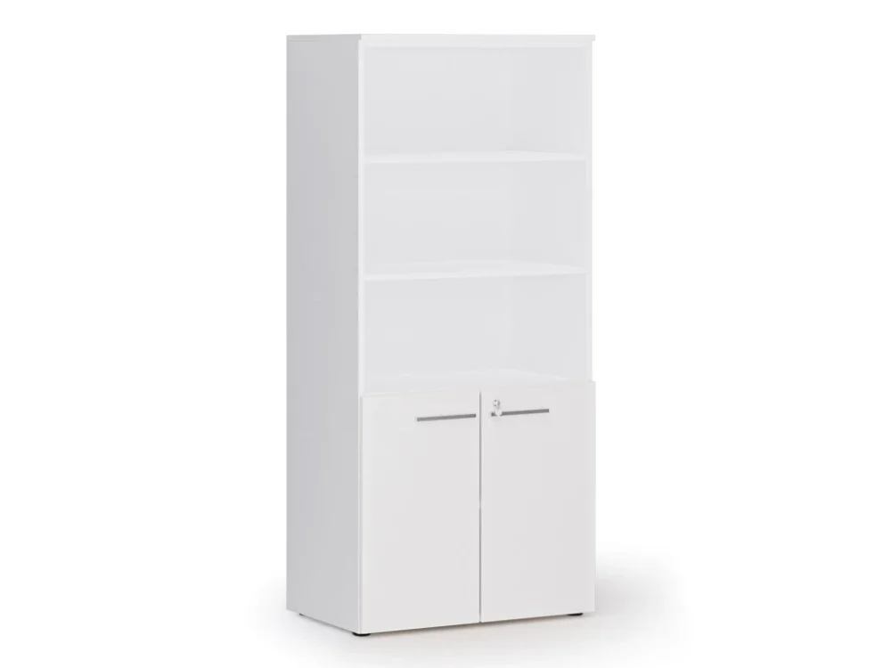 Expresní Doručení Kombinovaná kancelářská skříň PRIMO WHITE, nízké dveře, 800 x 500 x 1781 mm, bílá