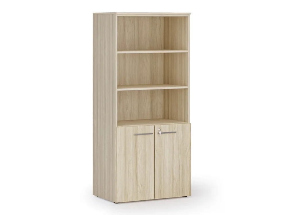 Kombinovaná kancelářská skříň PRIMO WOOD, nízké dveře, 800 x 500 x 1781 mm, dub přírodní Bezpečná Platba