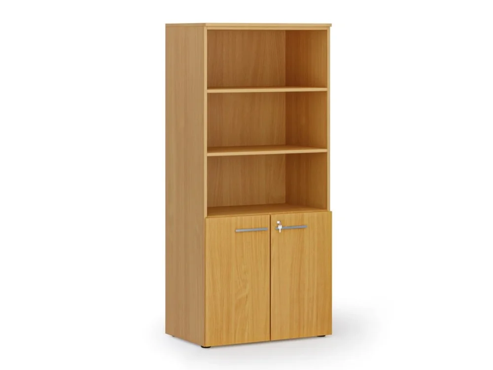 Kombinovaná kancelářská skříň PRIMO WOOD, nízké dveře, 800 x 500 x 1781 mm, buk Značkový