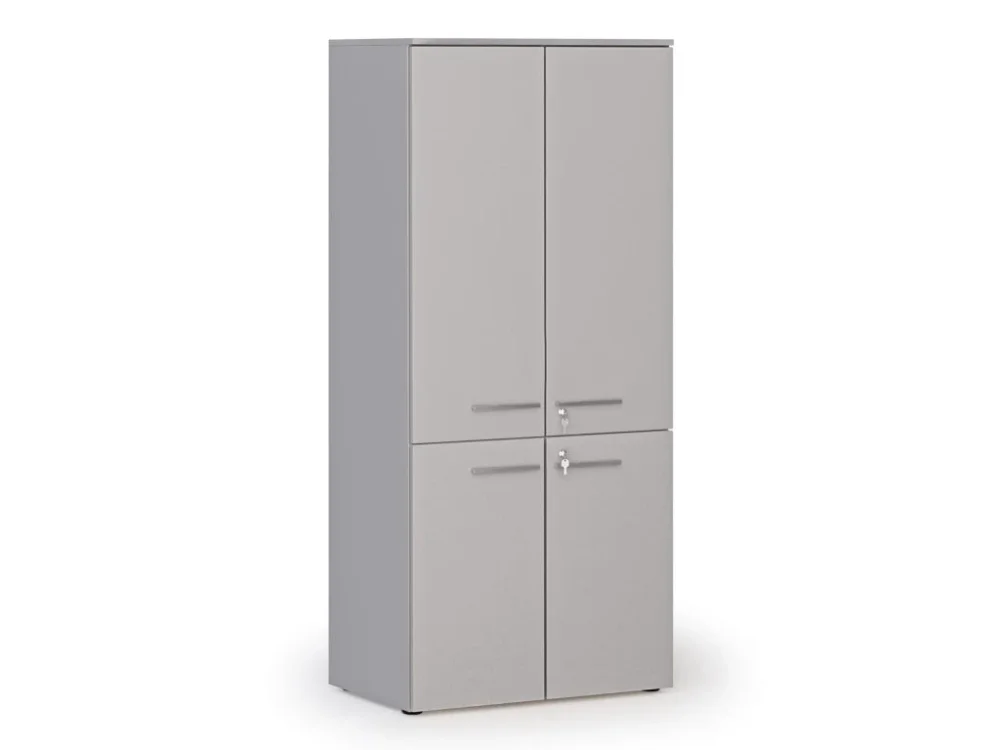 Pouze Dnes Kancelářská policová skříň PRIMO GRAY, půlené dveře, 800 x 500 x 1781 mm, šedá