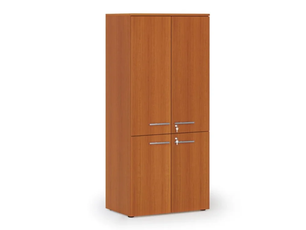 Cenový Hit Kancelářská policová skříň PRIMO WOOD, půlené dveře, 800 x 500 x 1781 mm, třešeň
