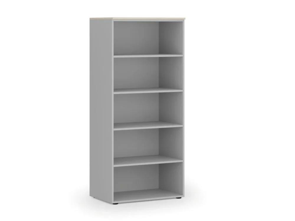 Kancelářský regál PRIMO GRAY, 800 x 500 x 1781 mm, šedá/dub přírodní Horká Nabídka