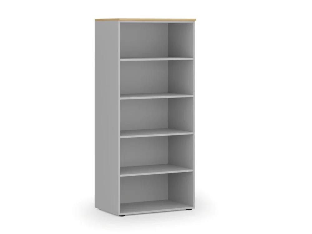 Kancelářský regál PRIMO GRAY, 800 x 500 x 1781 mm, šedá/buk Hit Sezóny