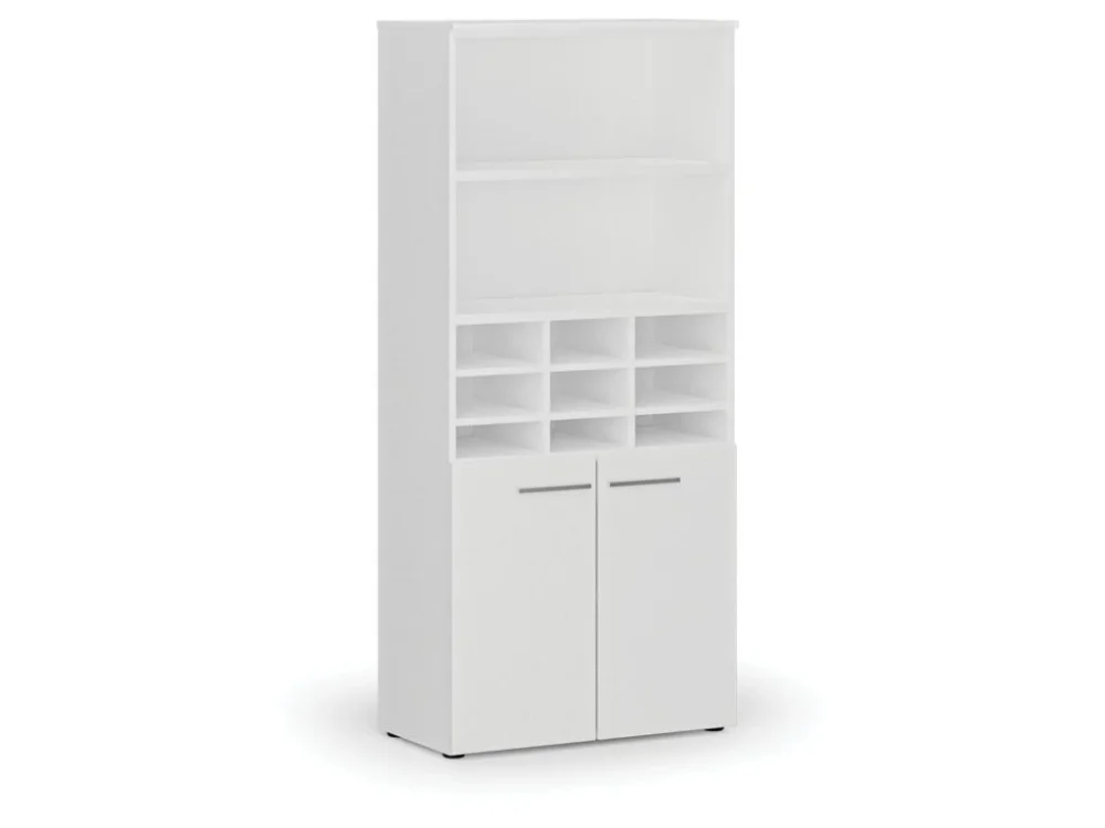 Třídicí regál s dveřmi PRIMO WHITE, 800 x 420 x 1781 mm, 9 přihrádek, bílá Výhodná Nabídka