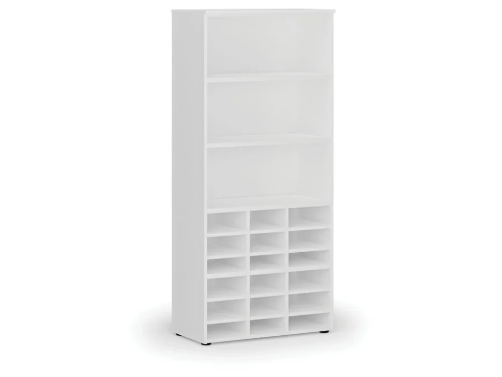 Třídicí regál PRIMO WHITE, 800 x 420 x 1781 mm, 18 přihrádek, bílý Kup Teď