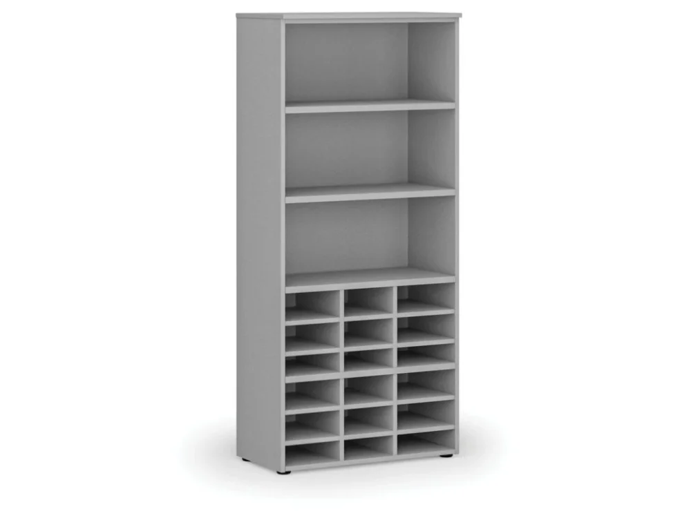 Třídicí regál PRIMO GRAY, 800 x 420 x 1781 mm, 18 přihrádek, šedý Novinka