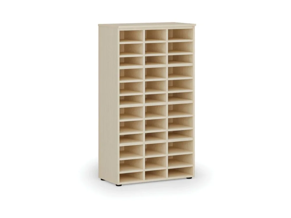 Nová Kolekce Třídicí regál PRIMO WOOD, 800 x 420 x 1434 mm, 36 přihrádek, bříza