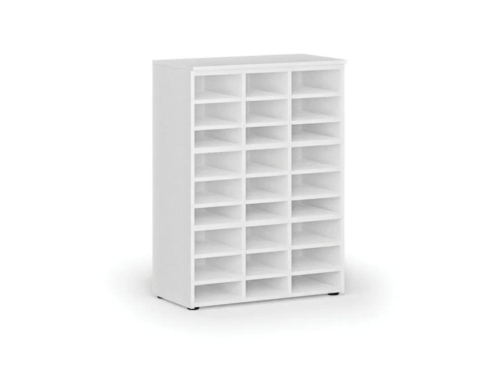 Ověřený Třídicí regál PRIMO WHITE, 800 x 420 x 1087 mm, 27 přihrádek, bílý
