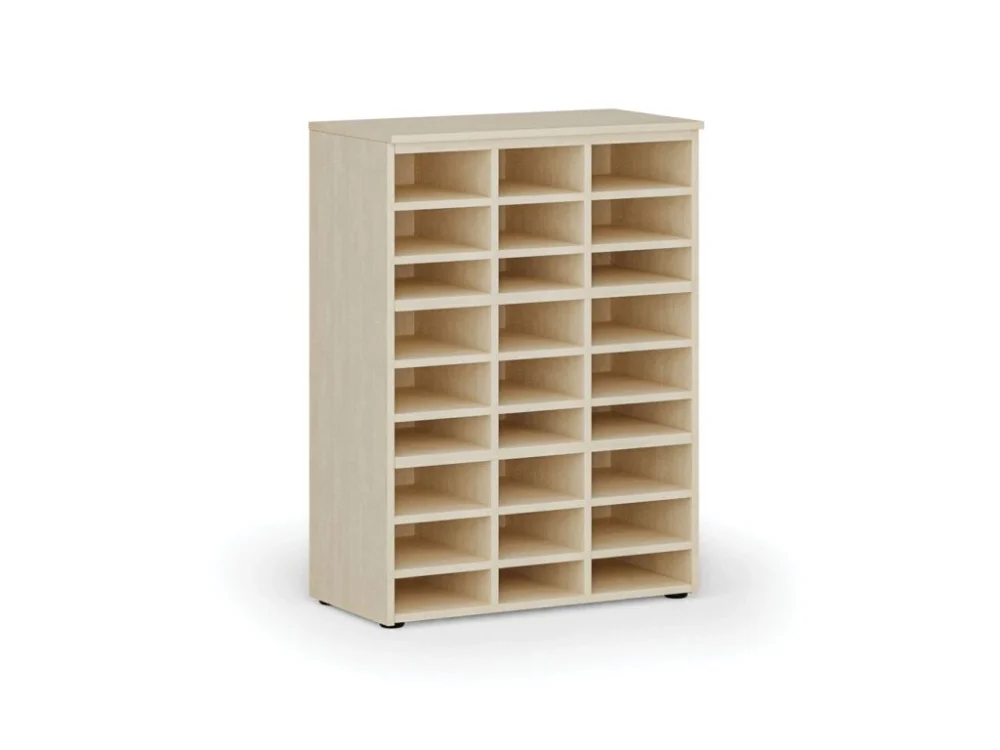 Třídicí regál PRIMO WOOD, 800 x 420 x 1087 mm, 27 přihrádek, bříza Originální
