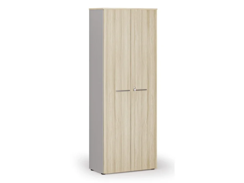 Omezená Nabídka Kancelářská skříň s dveřmi PRIMO GRAY, 800 x 420 x 2128 mm, šedá/dub přírodní