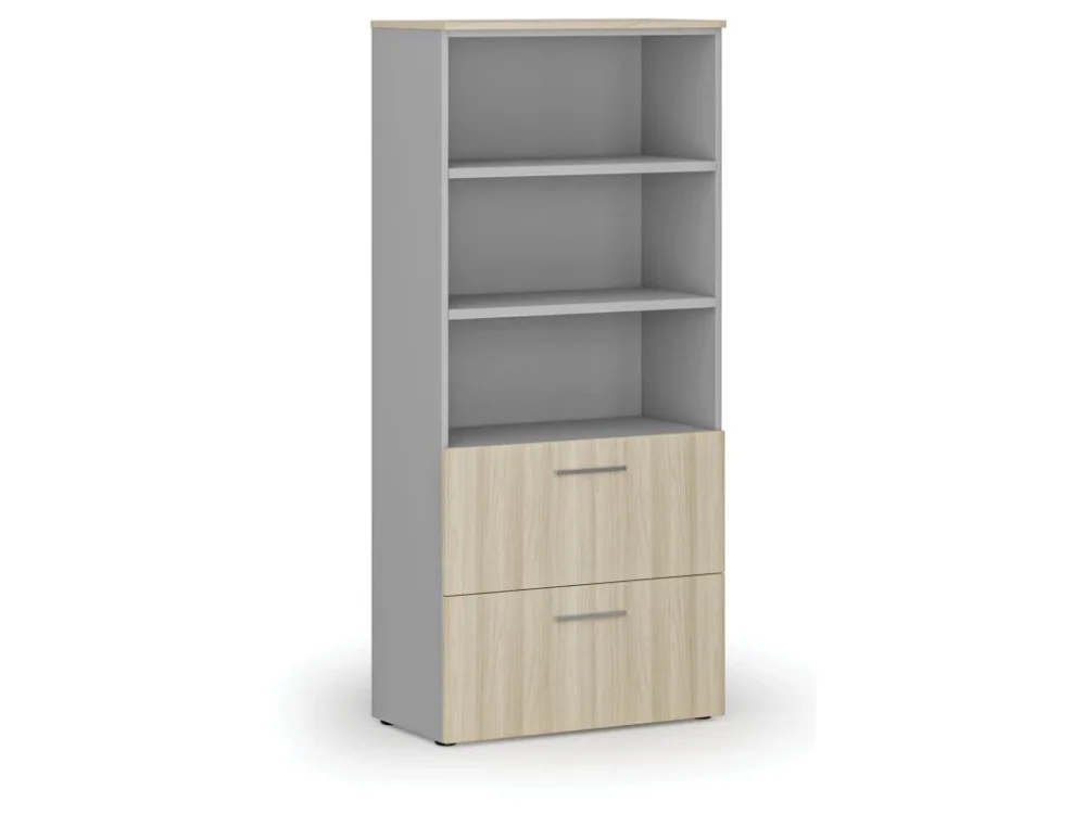 Přímo Od Výrobce Skříň se zásuvkami pro závěsné složky PRIMO GRAY, 800 x 420 x 1781 mm, šedá/dub přírodní