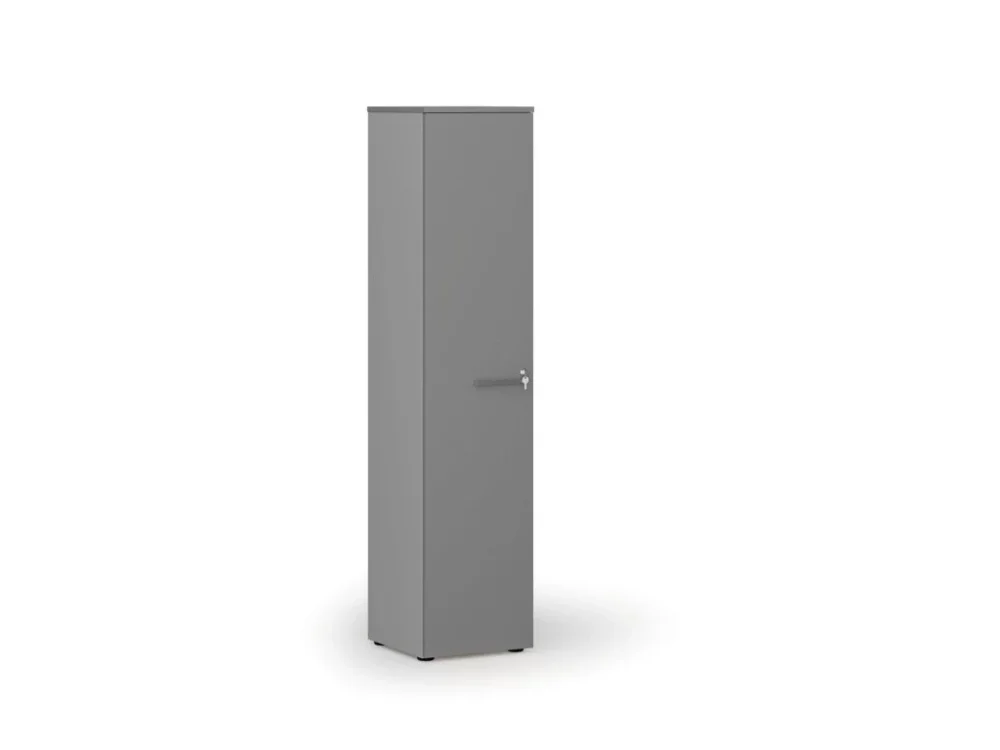 Úzká kancelářská skříň PRIMO GRAY, 400 x 420 x 1781 mm, šedá/grafit Must-Have
