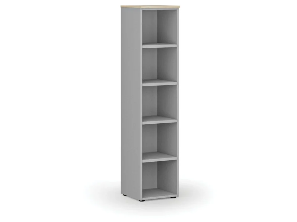 Kancelářský regál PRIMO GRAY, 400 x 420 x 1781 mm, šedá/dub přírodní Top Prodej