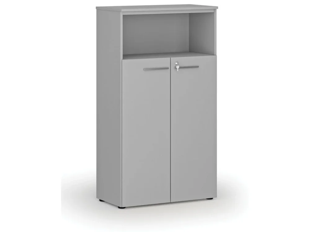 Ihned K Objednání Kombinovaná kancelářská skříň PRIMO GRAY, dveře na 3 patra, 800 x 420 x 1434 mm, šedá