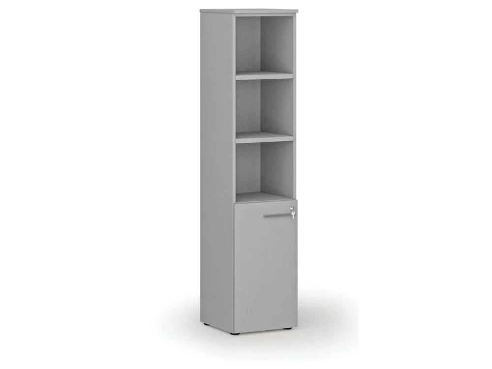Kombinovaná kancelářská skříň PRIMO GRAY, dveře na 2 patra, 400 x 420 x 1781 mm, šedá Pouze Dnes