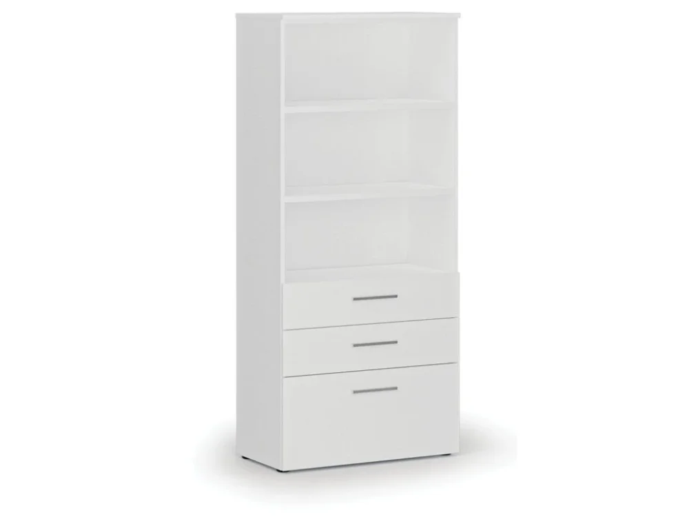 Zlevněný Kancelářská skříň s kombinovanými zásuvkami PRIMO WHITE, 800 x 420 x 1781 mm, bílá