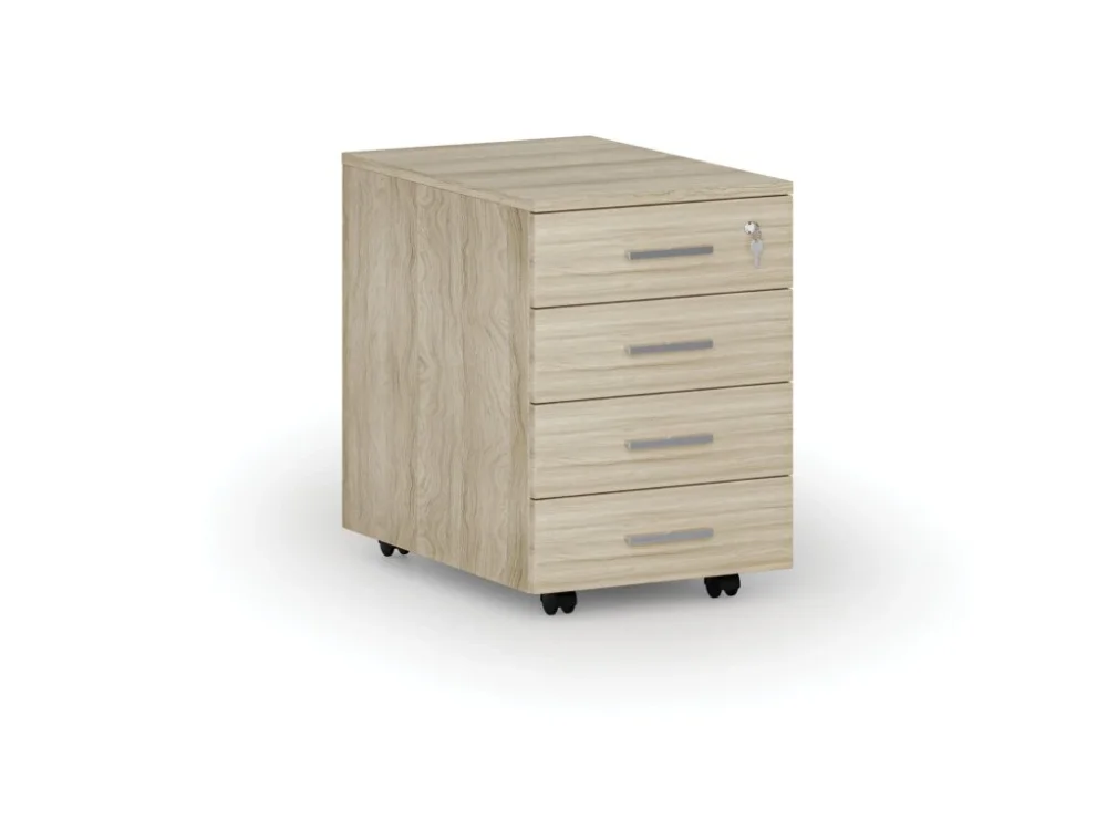 Poslední Šance Kancelářský mobilní kontejner PRIMO WOOD, 4 zásuvky, dub přírodní