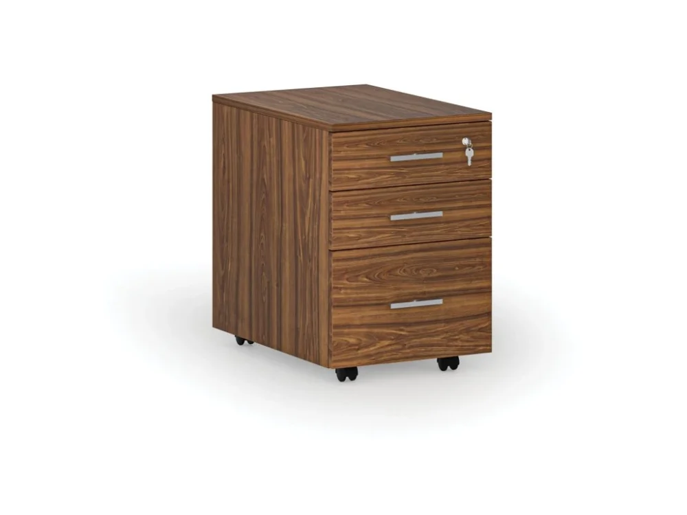 Pouze Dnes Kancelářský mobilní kontejner na závěsné složky PRIMO WOOD, 3 zásuvky, ořech