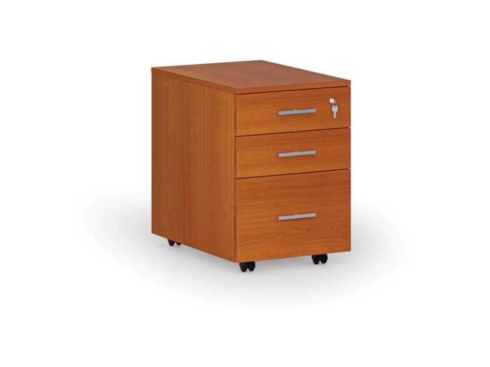 Kancelářský mobilní kontejner na závěsné složky PRIMO WOOD, 3 zásuvky, třešeň Zlevněný