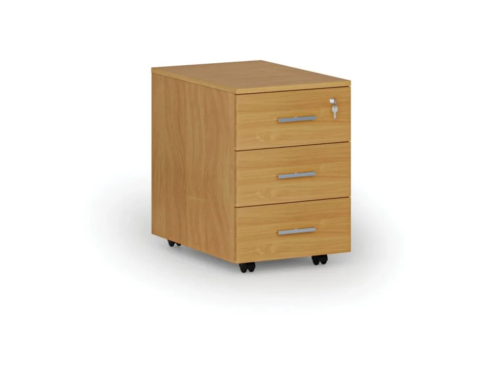 Kancelářský mobilní kontejner PRIMO WOOD, 3 zásuvky, buk Dokud Zásoby Vydrží