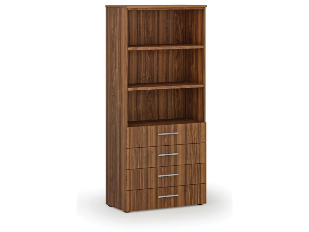 Kancelářská skříň se zásuvkami PRIMO WOOD, 800 x 420 x 1781 mm, ořech Nejprodávanější