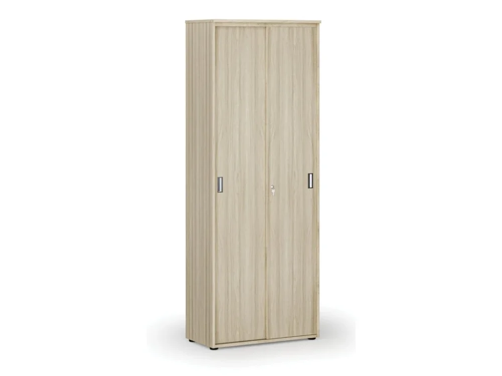 Kancelářská skříň se zasouvacími dveřmi PRIMO WOOD, 800 x 420 x 2128 mm, dub přírodní Akční Nabídka