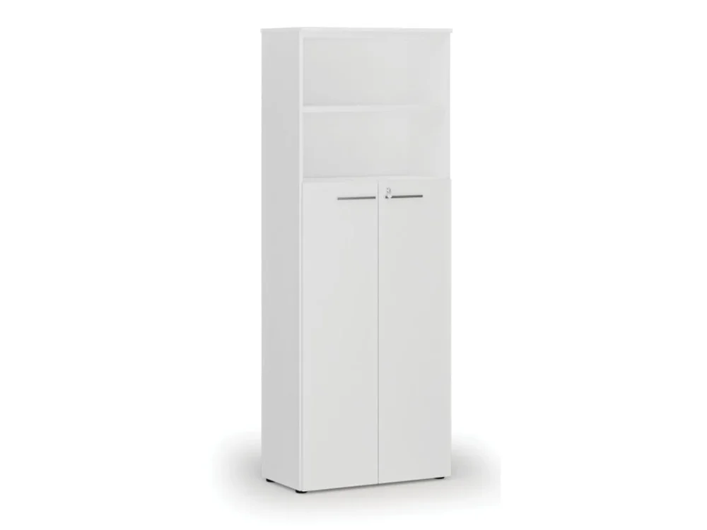 Kombinovaná kancelářská skříň PRIMO WHITE, dveře na 4 patra, 800 x 420 x 2128 mm, bílá Přímo Od Výrobce
