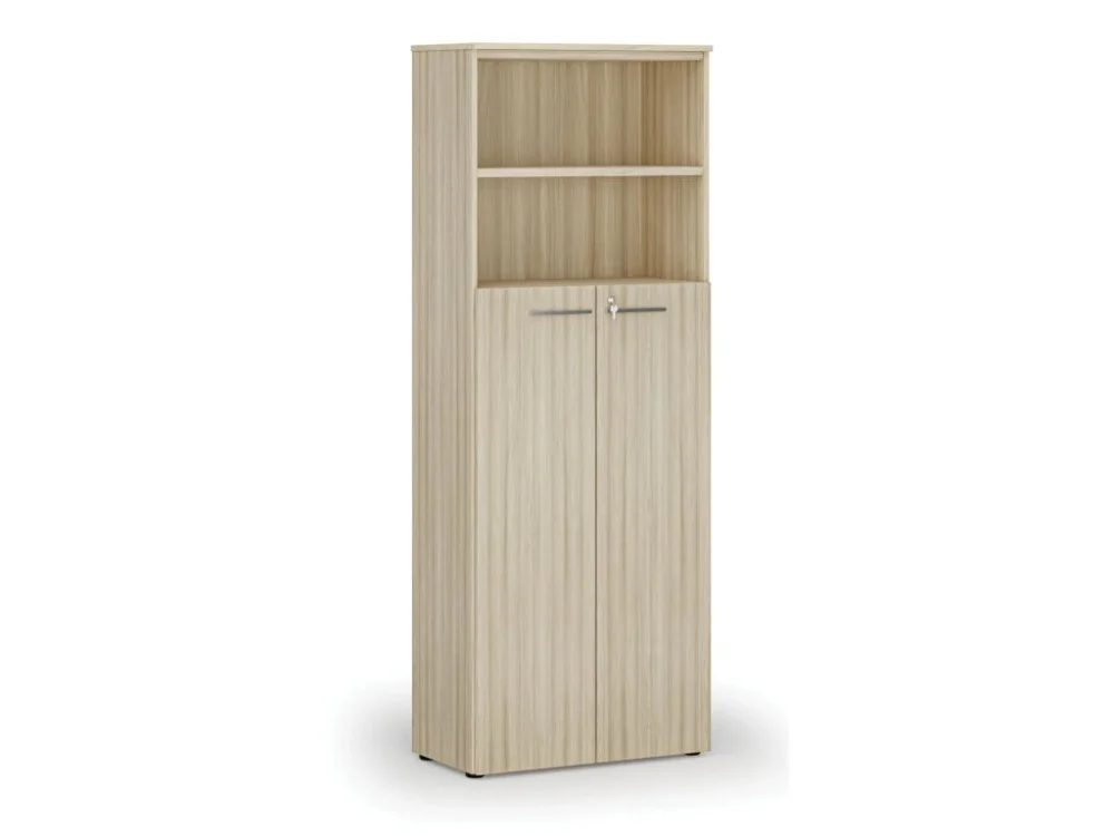 Přímo Od Výrobce Kombinovaná kancelářská skříň PRIMO WOOD, dveře na 4 patra, 800 x 420 x 2128 mm, dub přírodní