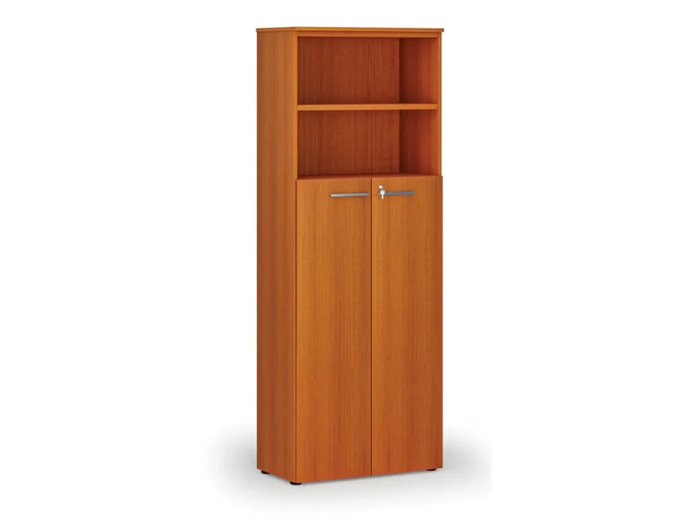 Kombinovaná kancelářská skříň PRIMO WOOD, dveře na 4 patra, 800 x 420 x 2128 mm, třešeň Cenový Hit