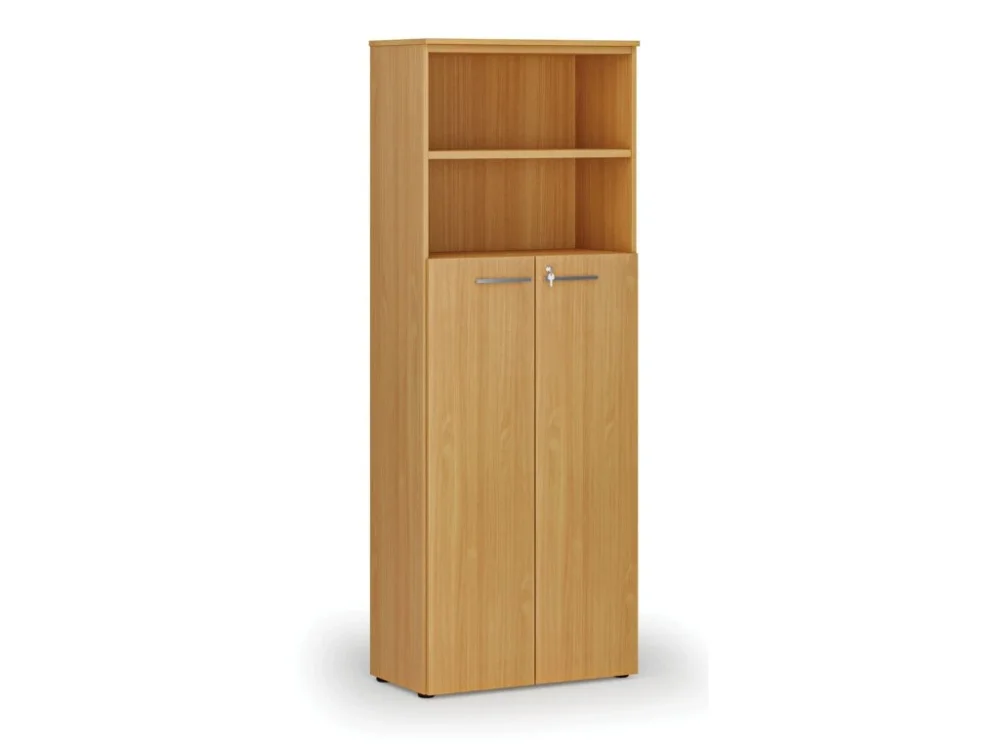 Kombinovaná kancelářská skříň PRIMO WOOD, dveře na 4 patra, 800 x 420 x 2128 mm, buk Poslední Šance
