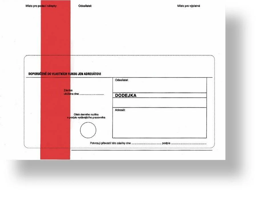 Bezpečná Platba Obálka s dodejkou C5, samopropisující, s textem, červený pruh, oblá klopa, 100 ks, 229 x 155