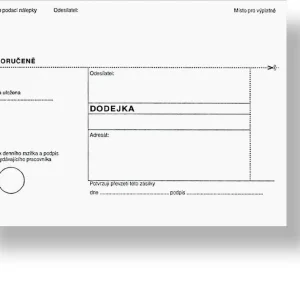 Značkový Obálka s dodejkou - s odtrhávací klopou B6, rec., s textem, bez pruhu, 1000 ks, 125 x 176