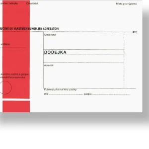 Vysoce Kvalitní Obálka s dodejkou - s odtrhávací klopou B6, rec., s textem, červený pruh, 100 ks, 125 x 176