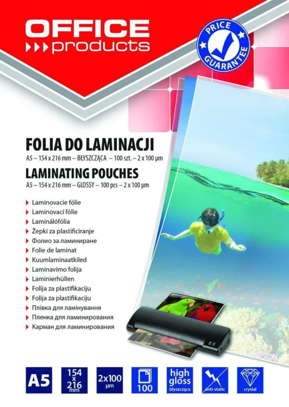Office Products fólie laminovací lesklá, A5 / 100 mic. 154 x 216 mm / 100 ks Tovární Cena