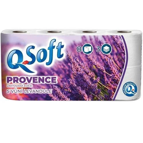 Výprodej Papír toaletní Q Soft 3-vrstvý s vůní levandule / 8 ks